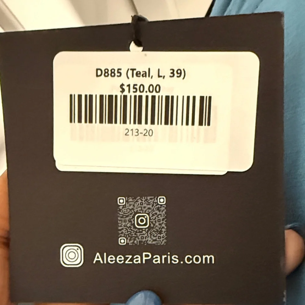 NWT Aleeza Paris Teal 39” Hooded Lounge Dress Size Large (oversized) - Picture 3 of 8